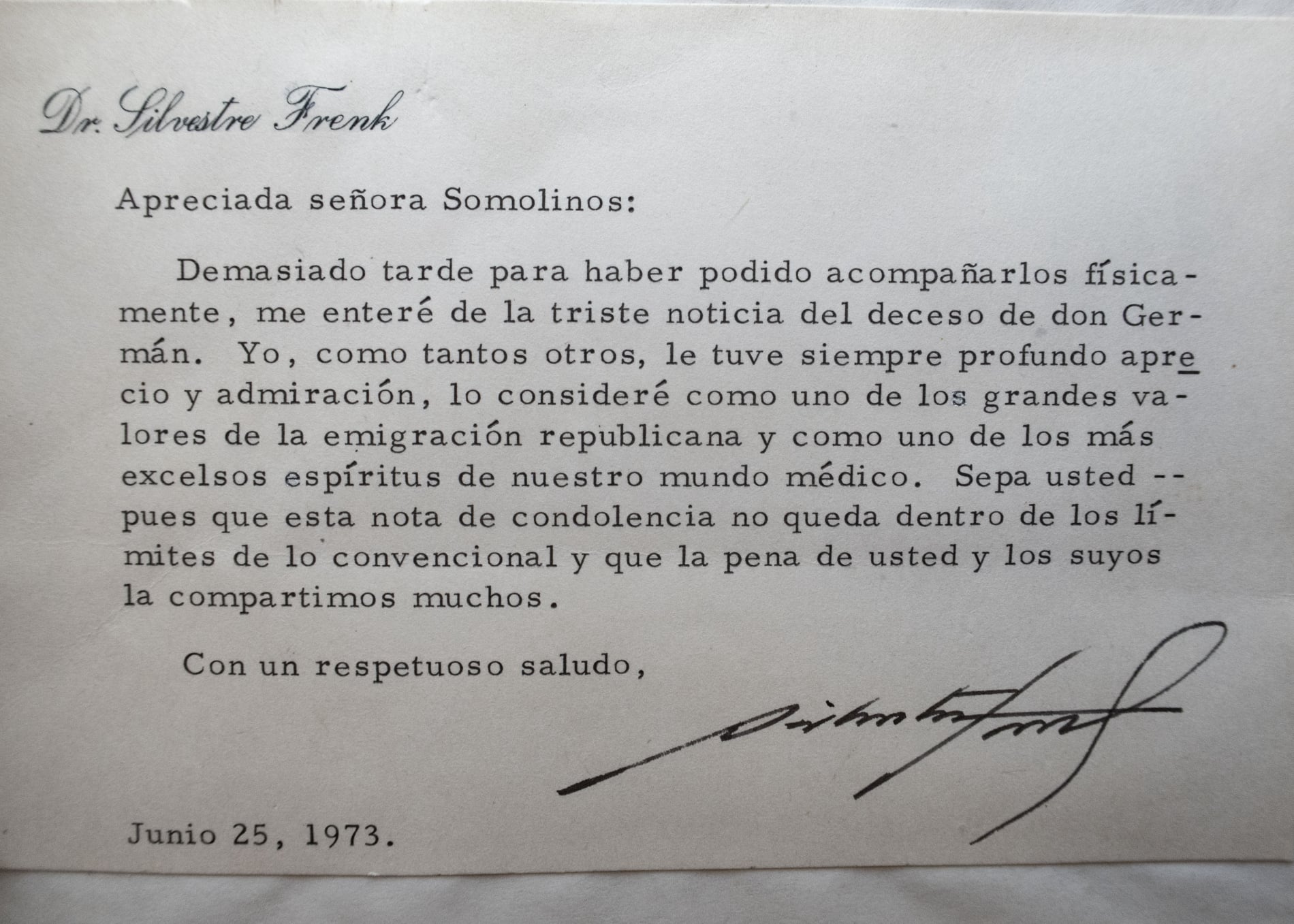 Carta de Silvestre Frenk